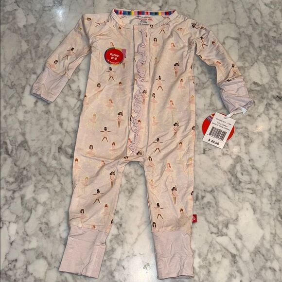 NWT Magnetic Me Modal Pink Coverall with Ruffled Ballet Design - Picture 1 of 6